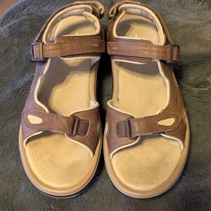 MBT Leather Sandals Brown Kisumu 3S Rocker Sole Comfort Walking Normcore